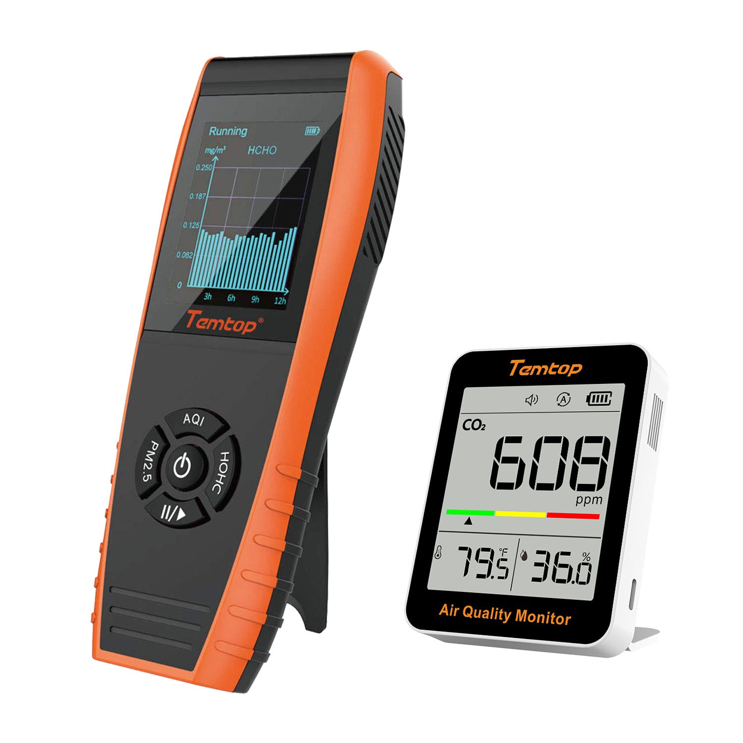 Temtop LKC-1000S+ 2nd Air Quality Monitor for PM2.5 PM10 HCHO AQI Particles VOCs Humidity Temperature, Date Dxport