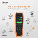 Temtop LKC-1000S+ 2nd Air Quality Monitor for PM2.5 PM10 HCHO AQI Particles VOCs Humidity Temperature, Date Dxport