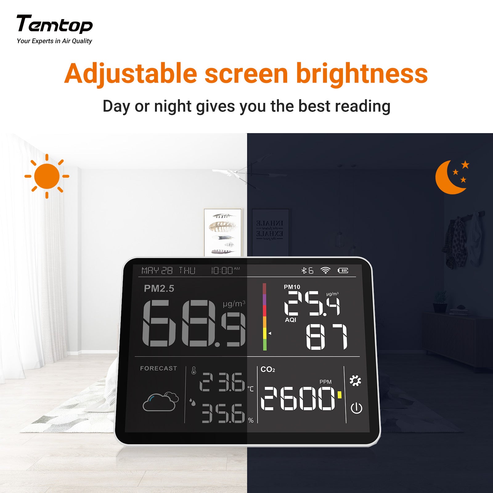 Temtop M100 Air Quality Monitor WiFi Smart Air Station PM2.5 PM10 CO2 Meter Temperature Humidity Detector for Home