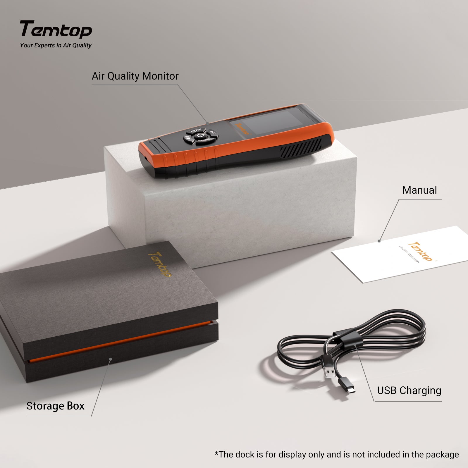 Temtop LKC-1000S+ 2nd Air Quality Monitor for PM2.5 PM10 HCHO AQI Particles VOCs Humidity Temperature, Date Dxport