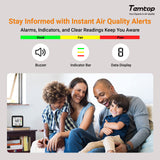 Temtop C10 2nd E-Ink Display CO2 Monitor Indoor Air Quality Monitor for CO2, Temperature and Humidity with App and Data History