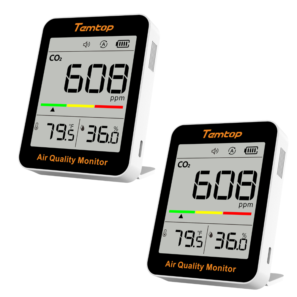 Temtop C1 CO2-Monitor, Luftqualitätsmonitor, Kohlendioxid-Detektor für den Innenbereich, Tester für CO2, Temperatur und Luftfeuchtigkeit