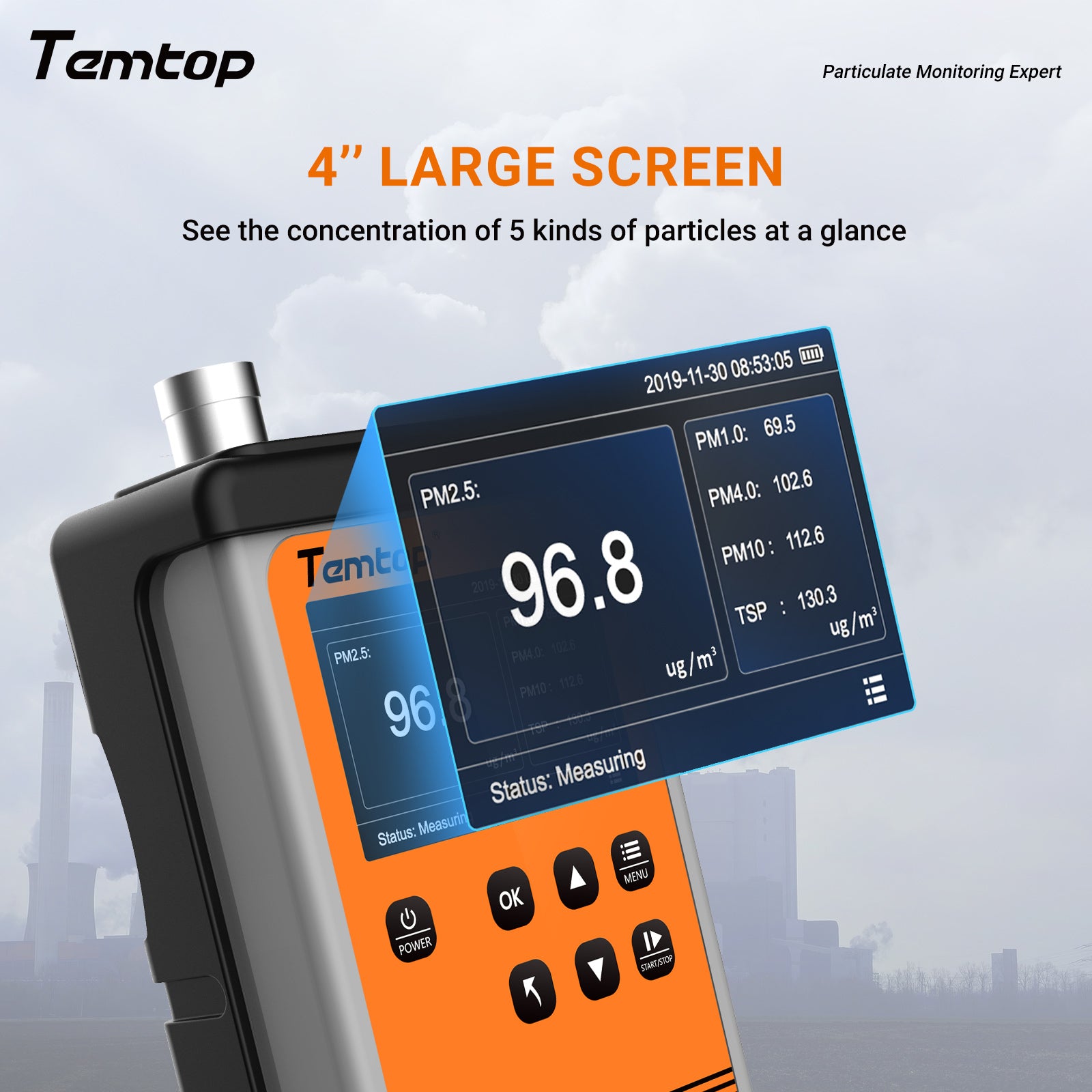 Temtop PMD 351 Aerosol Monitor Handheld Particle Counter, PM1.0, PM2.5, PM4.0, PM10,TSP Monitor