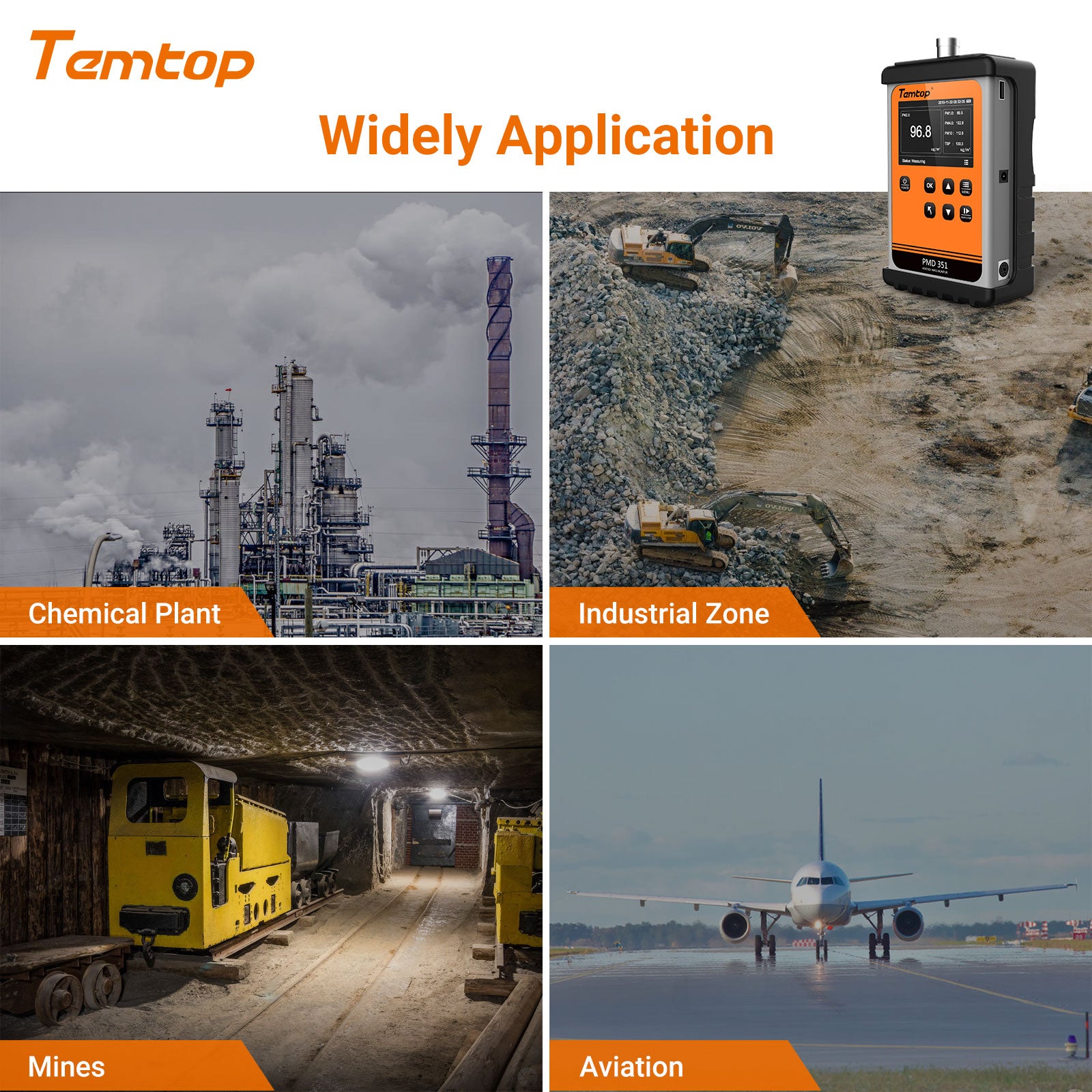 Temtop PMD 351 Aerosol Monitor Handheld Particle Counter, PM1.0, PM2.5, PM4.0, PM10,TSP Monitor