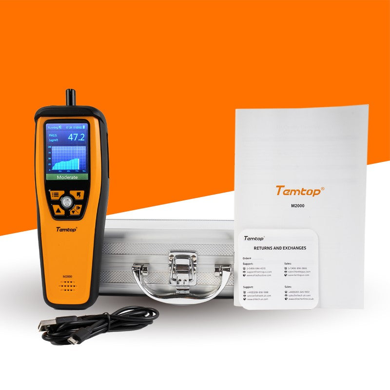 Temtop M2000 2nd CO2 Air Quality Monitor for PM2.5 PM10 Particles CO2 HCHO, Temperature & Humidity Display, Data Export