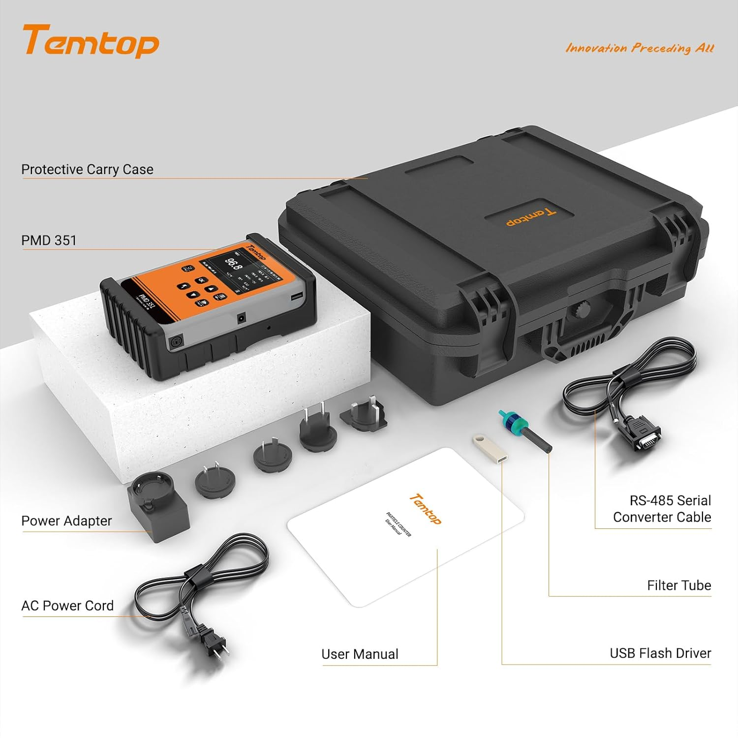 Temtop PMD 351 Aerosol Monitor Handheld Particle Counter, PM1.0, PM2.5, PM4.0, PM10,TSP Monitor