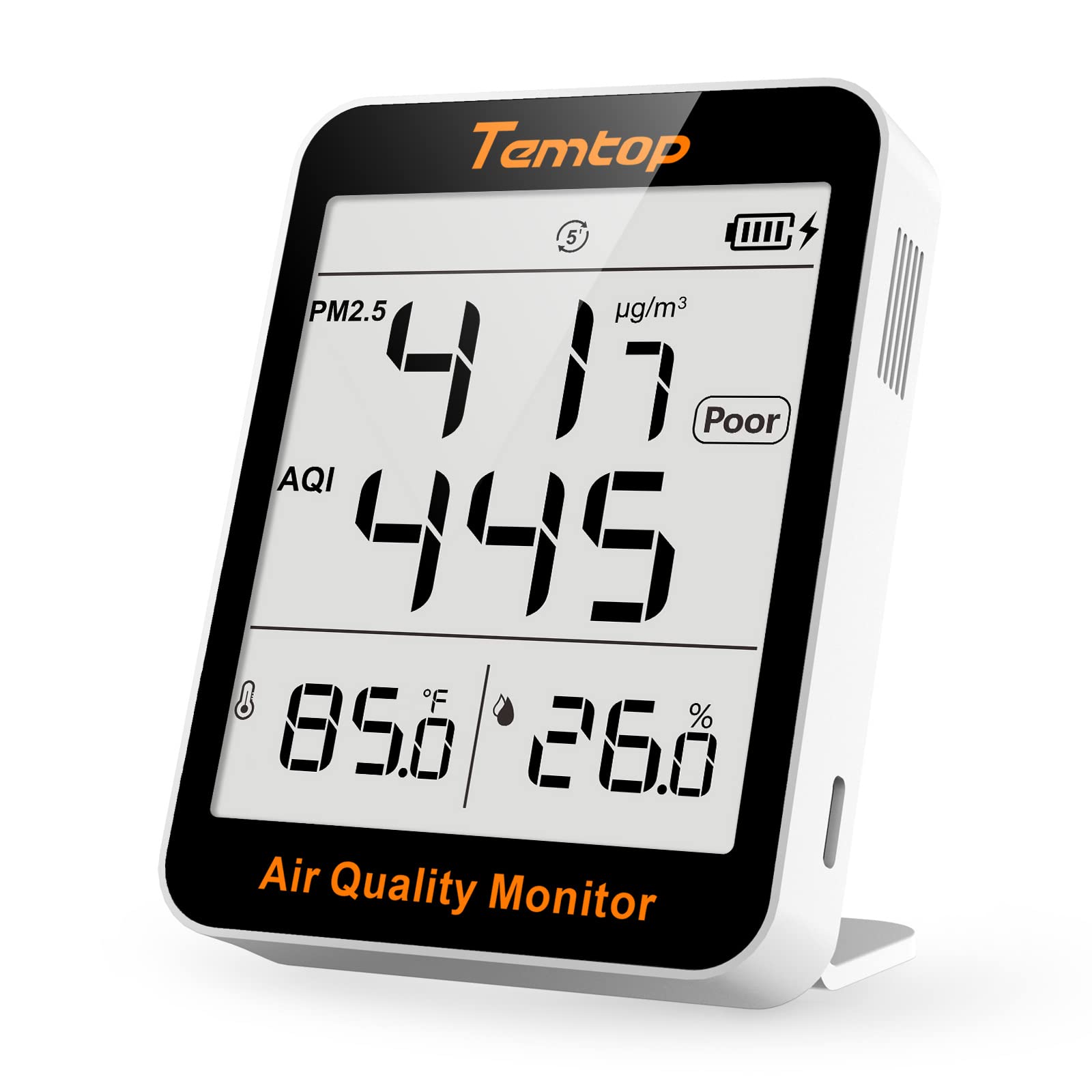 Temtop S1 compteur de qualité de l'air intérieur moniteur de température et d'humidité AQI PM2.5 avec capteur précis