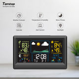 Temptop W100 Wetterstation Multifunktionale Wetterstation mit Innen-/Außentemperatur, Luftfeuchtigkeit, Luftdruck, Wettervorhersage, Mondphase und Alarmfunktionen