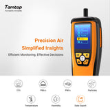 Temtop M2000C 2nd CO2 Air Quality Monitor for CO2 PM2.5 PM10 Particles, Temperature & Humidity Display, Data Export