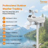Temtop W100 Station météo WiFi avec moniteur de qualité de l'air, 7" Station météo tactile intérieure/extérieure, moniteur PM2.5/PM10/CO2/TVOC, pluviomètre, anémomètre &  Direction, UV, prévisions de l'IQA