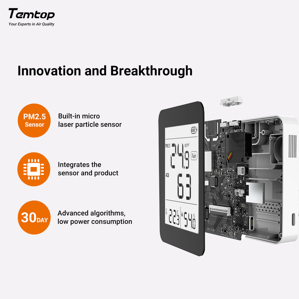 ATO Handheld Air Quality Monitor, Multiple Detector PM2.5/PM1.0/PM10, AQI, Tormaldehyde (HCHO), TVOC, Temperature And Humidity, Large LCD Display High Accuracy Tester