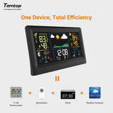 Temptop W100 Wetterstation Multifunktionale Wetterstation mit Innen-/Außentemperatur, Luftfeuchtigkeit, Luftdruck, Wettervorhersage, Mondphase und Alarmfunktionen