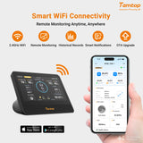 Temtop W100 Station météo WiFi avec moniteur de qualité de l'air, 7" Station météo tactile intérieure/extérieure, moniteur PM2.5/PM10/CO2/TVOC, pluviomètre, anémomètre &  Direction, UV, prévisions de l'IQA