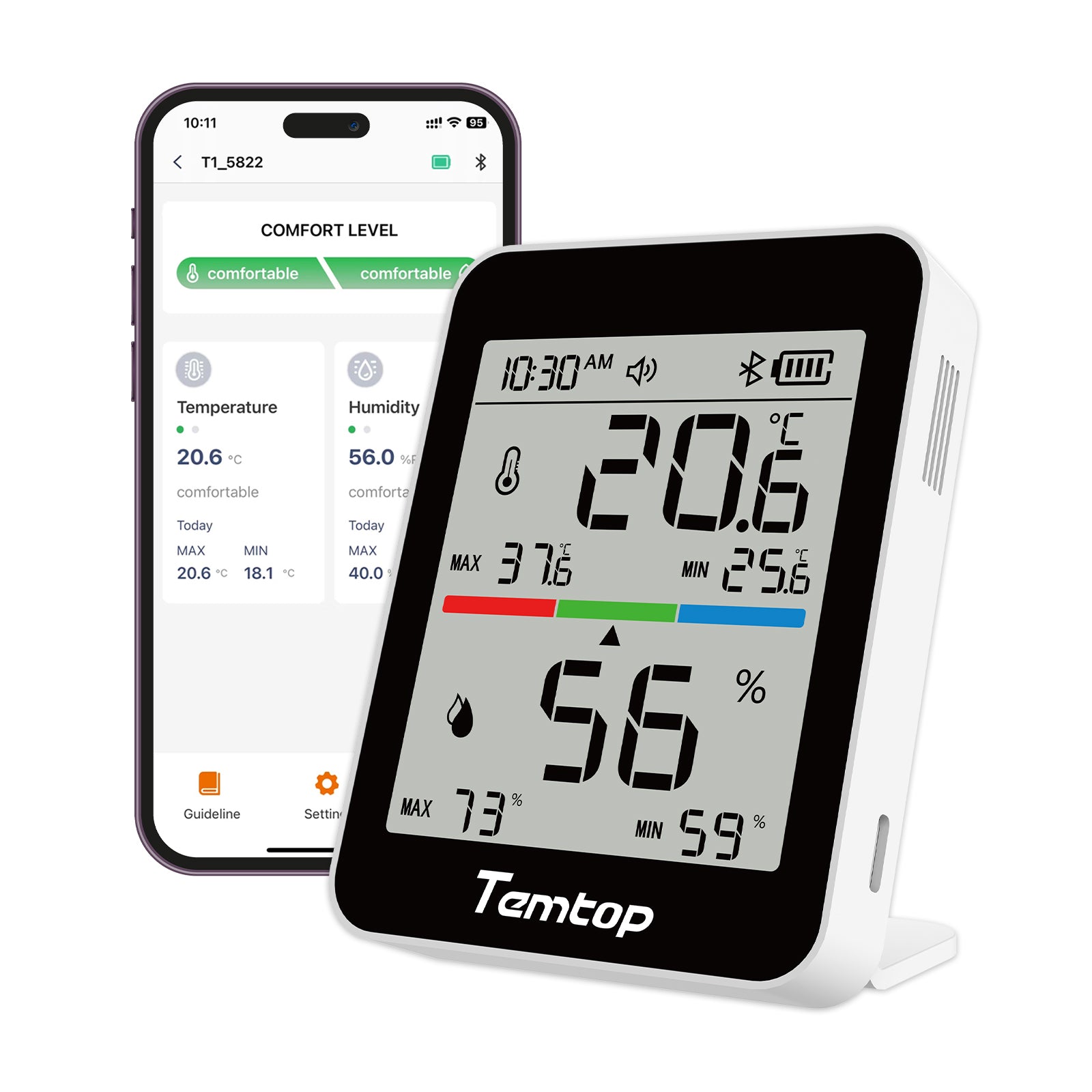 Temperature Humidity Sensor Wall Mounted Indoor Analog Thermometer