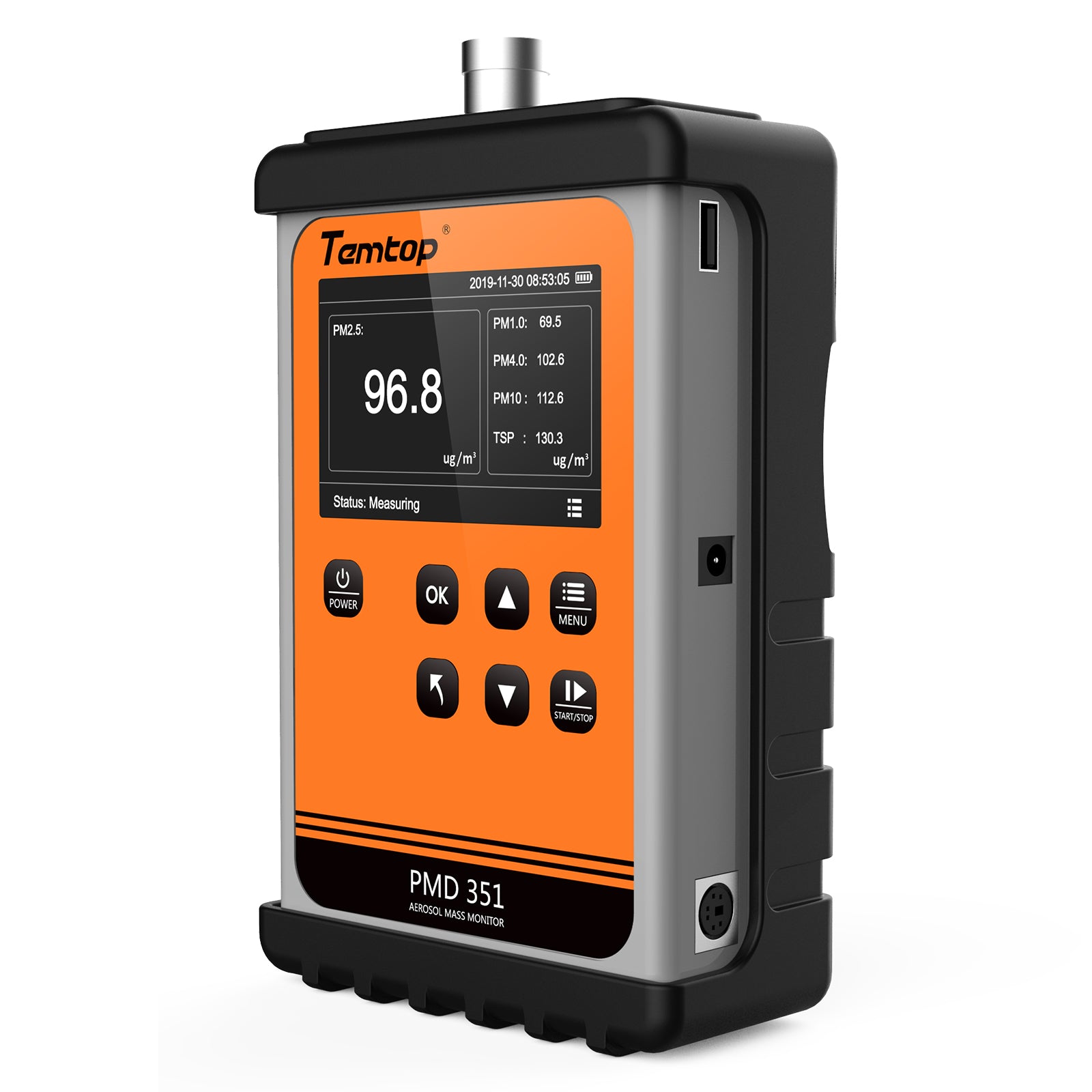 Temtop PMD 351 エアロゾル モニター ハンドヘルド パーティクル カウンター、PM1.0、PM2.5、PM4.0、PM10、TSP モニター、USB または RS-232 通信タイプ付き