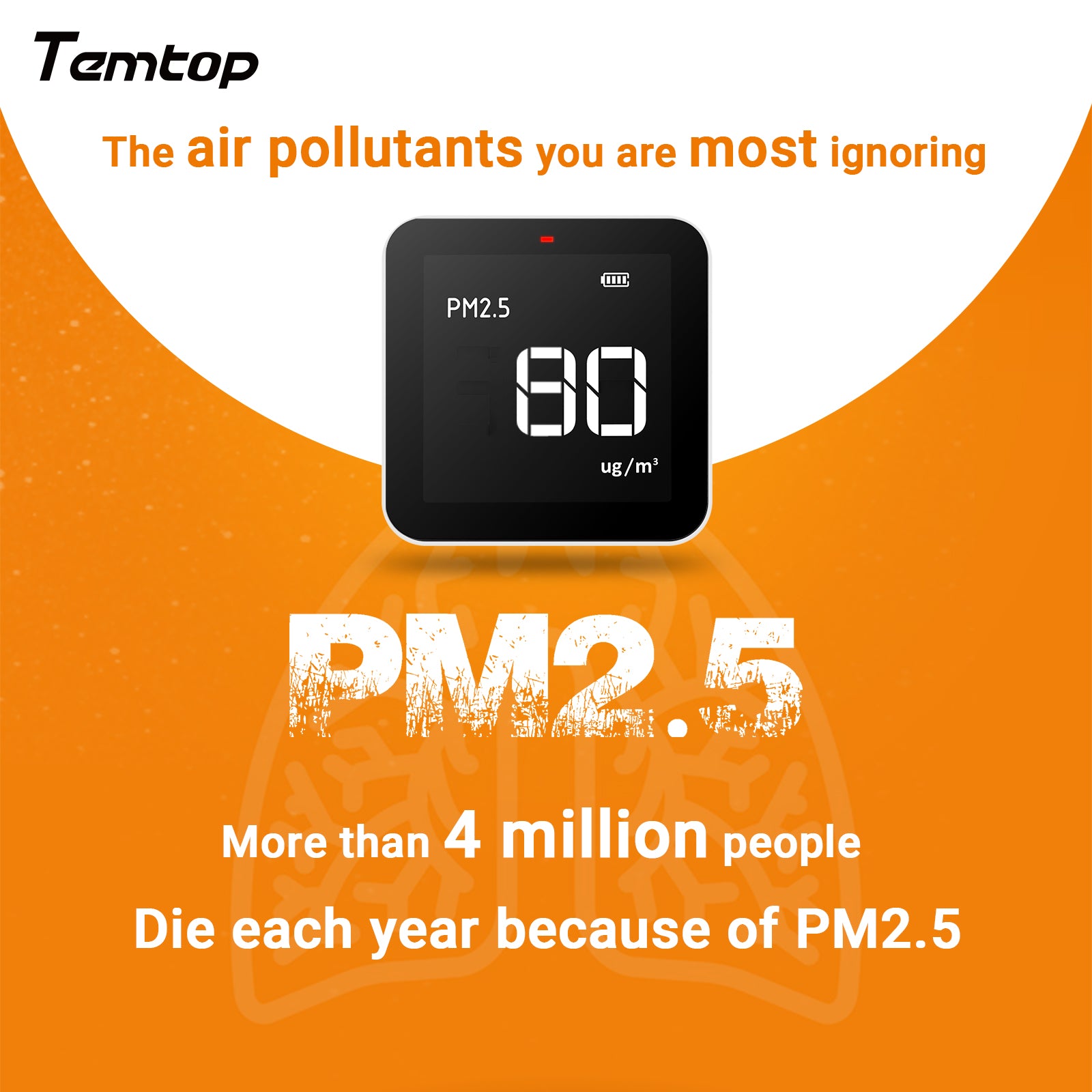 Monitor della qualità dell'aria Temtop M10, rilevatore della qualità dell'aria per PM2.5 HCHO TVOC AQI con visualizzazione in tempo reale, batteria ricaricabile