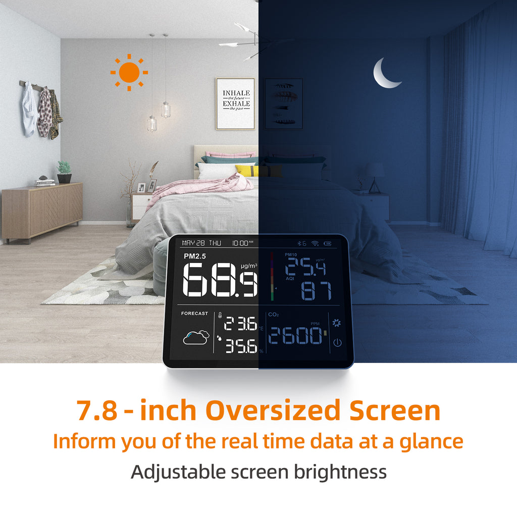 Temtop Air Station M100 Moniteur de qualité de l'air PM2.5 AQI CO2 Testeur WiFi - Elitech