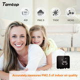 Temtop M10 空気品質モニター、リアルタイム表示付き PM2.5 HCHO TVOC AQI 用空気品質検出器、充電式バッテリー