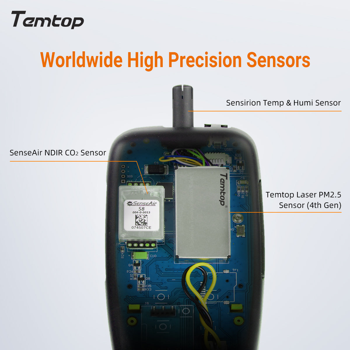Temtop M2000C 2nd CO2 Air Quality Monitor for CO2 PM2.5 PM10 Particles, Temperature & Humidity Display, Data Export