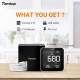 Temtop C10 CO2 Air Quality Monitor, Indoor Carbon Dioxide Detector, Tester for CO2, Temperature, Humidity