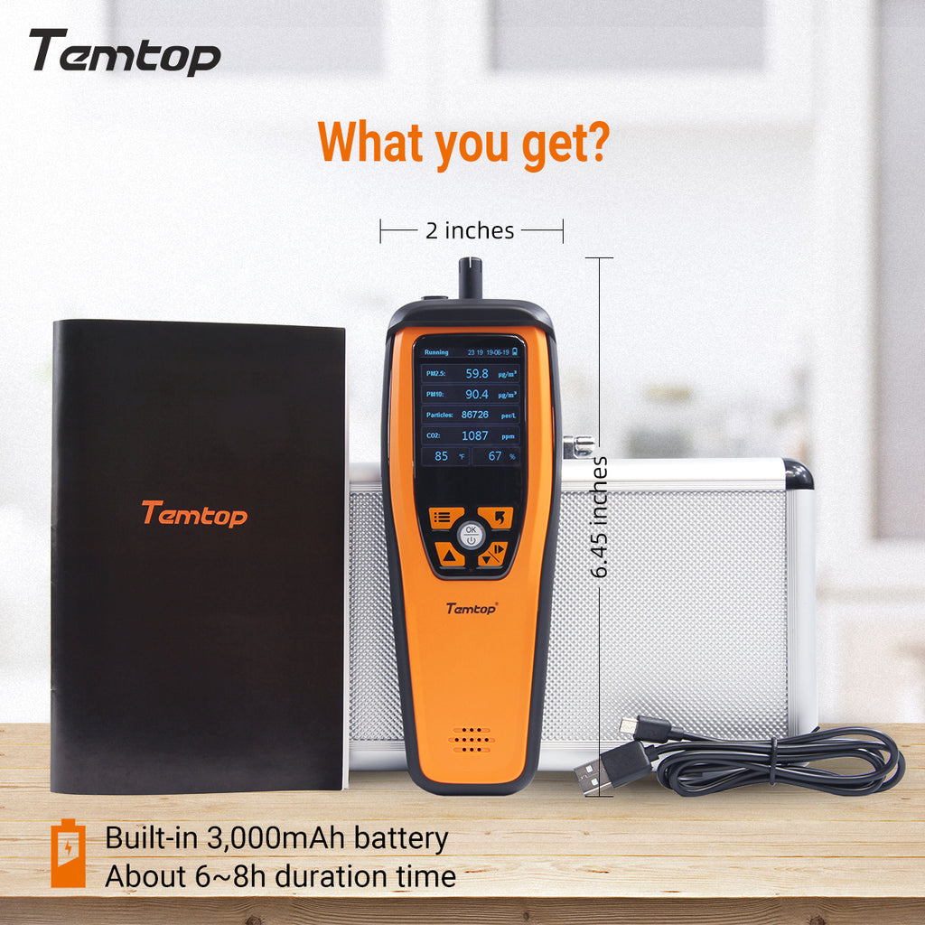 Temtop M2000C 2nd CO2 Air Quality Monitor for CO2 PM2.5 PM10 Particles