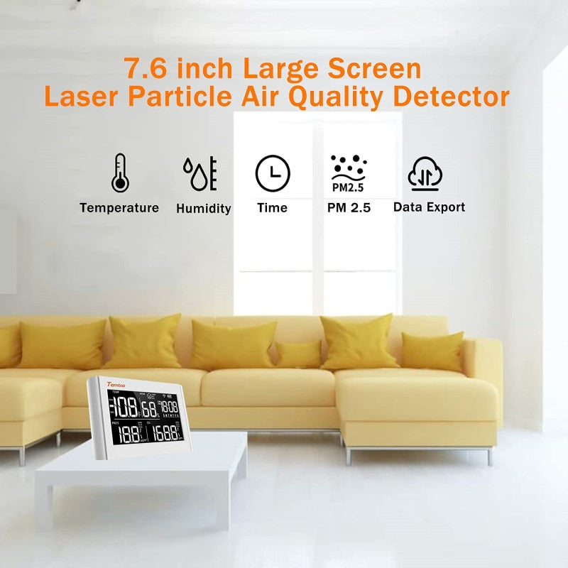【UK Only!】Temtop P20 PM2.5 Air Quality Monitor, Professional Laser Particle Sensor Detector, Real Time Temperature Humidity Display Rechargeable Battery