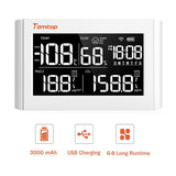 Temtop P20 PM2.5 Monitor de calidad del aire, detector de sensor de partículas láser profesional, pantalla de humedad de temperatura en tiempo real, batería recargable