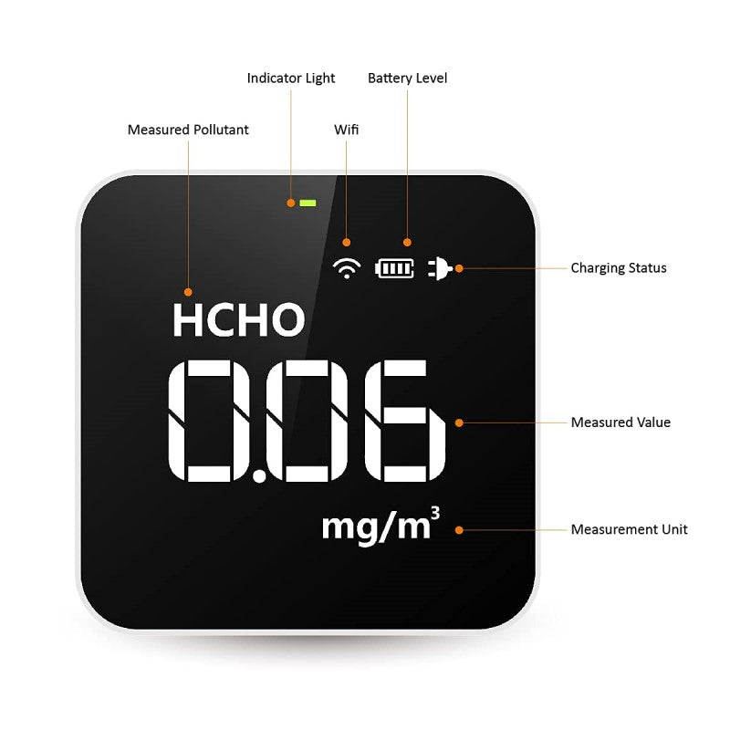 【EU Countries Only!】Temtop M10i WiFi Air Quality Monitor for PM2.5 TVOC AQI HCHO Formaldehyde Detecting, Real Time Display, Data Recording
