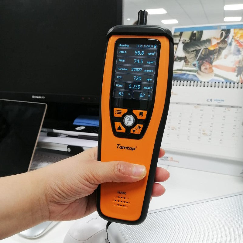 Temtop M2000C Monitor de calidad del aire CO2 para partículas PM2.5 PM10 CO2, alarma de audio, pantalla de temperatura y humedad