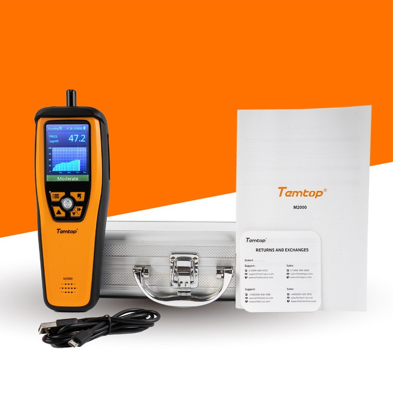 Monitor de calidad del aire Temtop M2000 CO2, detector PM2.5 PM10 HCHO, con alarma de audio, pantalla de temperatura y humedad