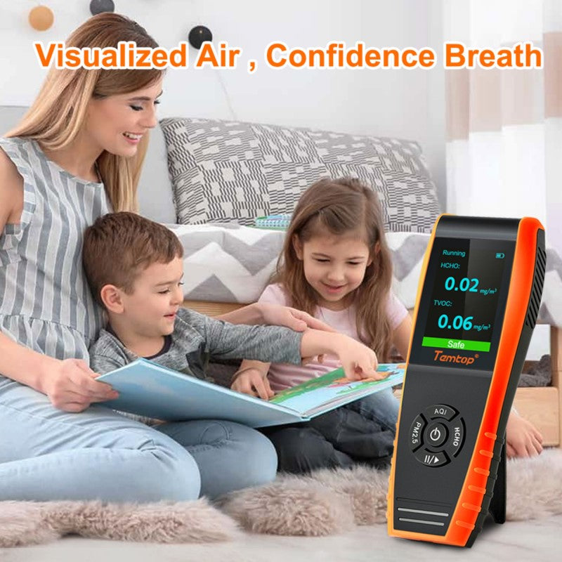 Temtop LKC-1000S+ Air Quality Monitor for PM2.5 PM10 HCHO AQI Particles VOCs Humidity Temperature