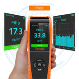 Temtop P600 (versión mejorada de P200) Monitor de calidad del aire, detector de partículas láser portátil PM2.5 PM10, medidor de monitor de calidad del aire profesional Pruebas precisas